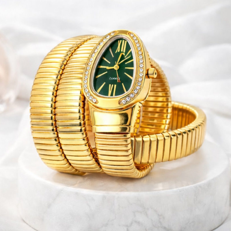 Ribbed Gold Bracelet Watch