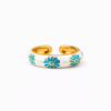White & Blue Floral Enamel Ring
