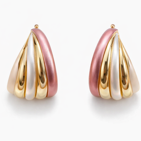 Tri Tone Gold Plated Stud