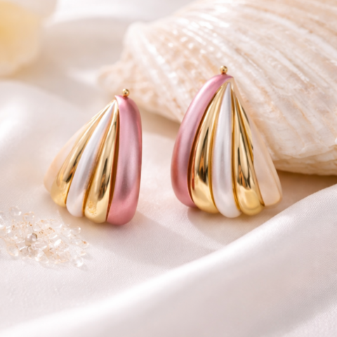 Tri Tone Gold Plated Stud