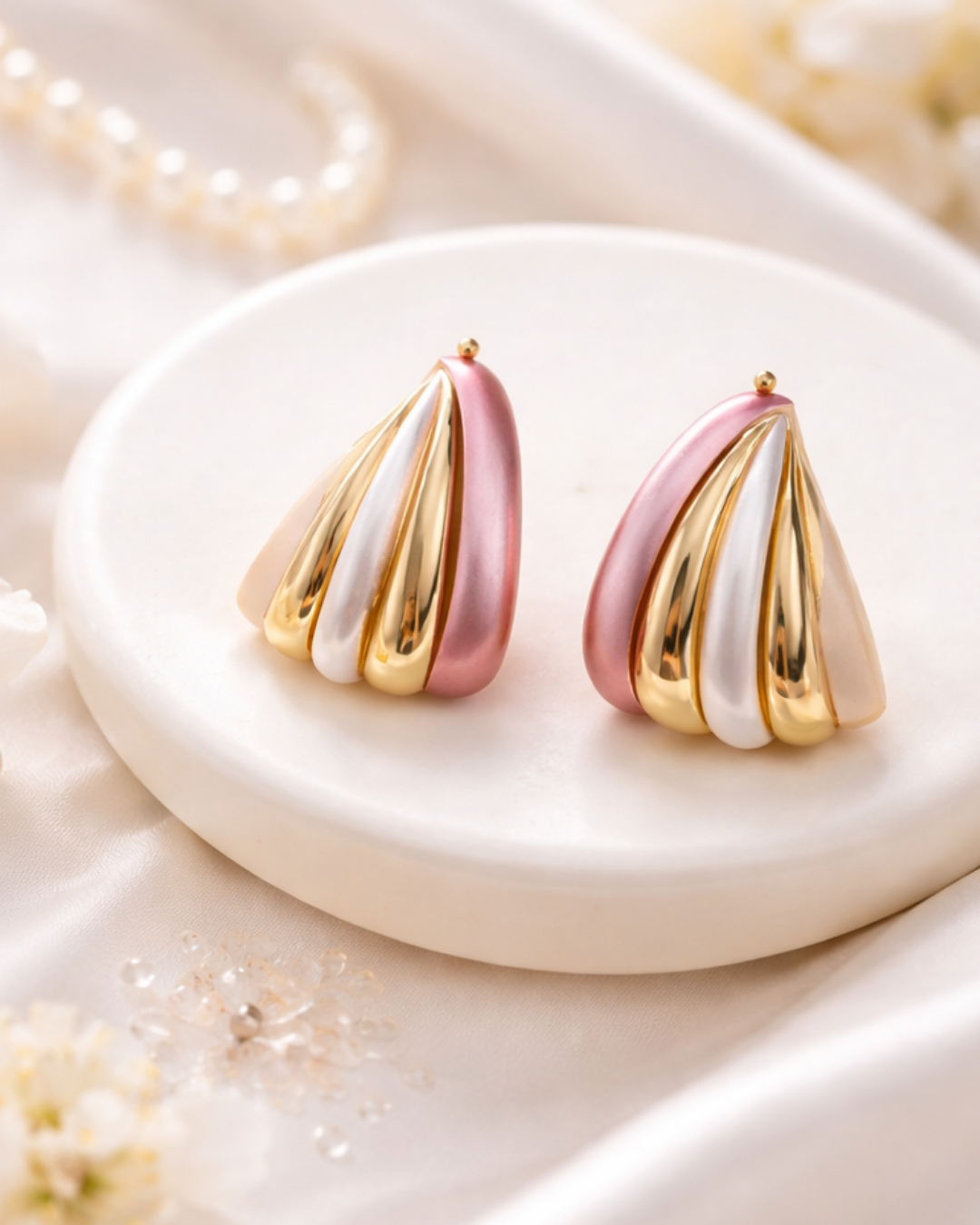 Tri Tone Gold Plated Stud