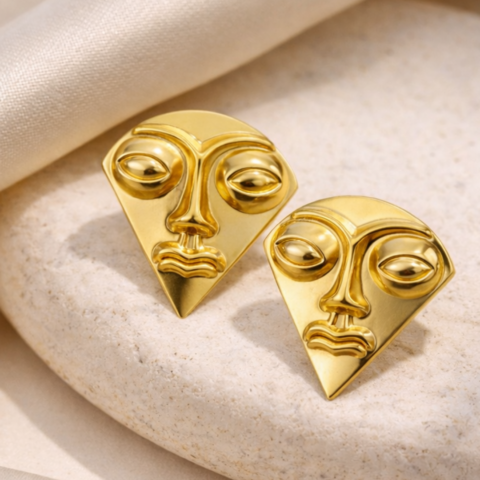 Abstract Face Stud