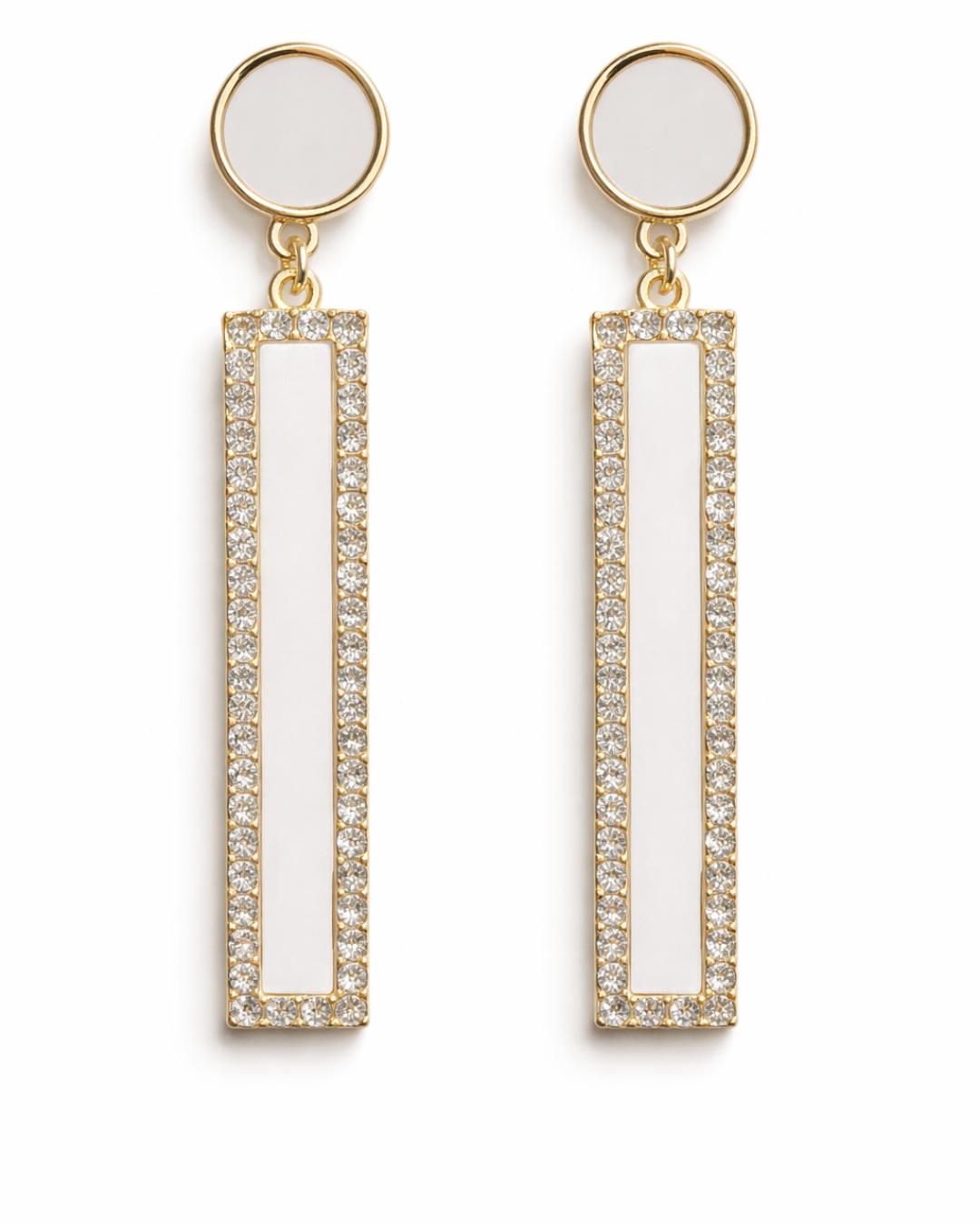 White Rectangular Earrings