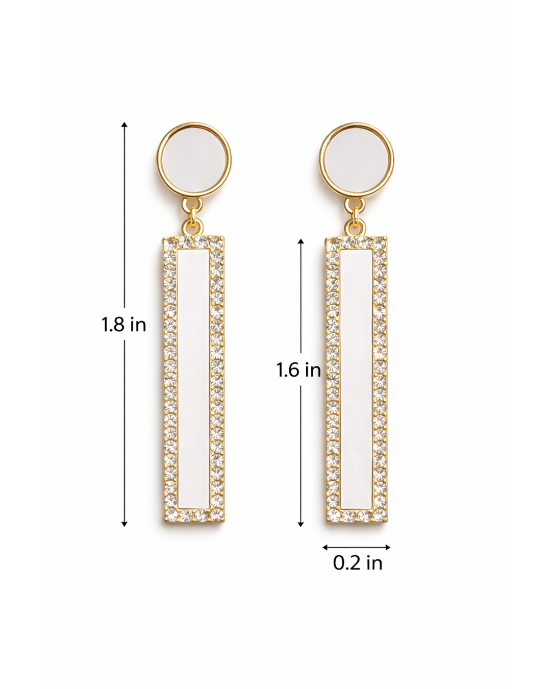 White Rectangular Earrings