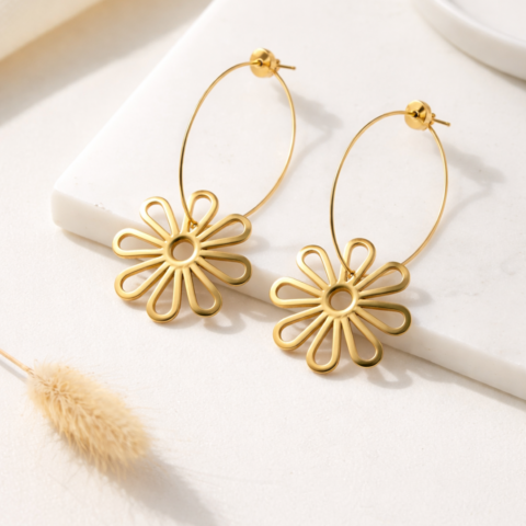 Floral Hoop Earrings