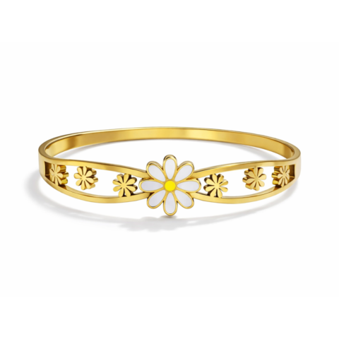 Plated Daisy Floral Bracelet