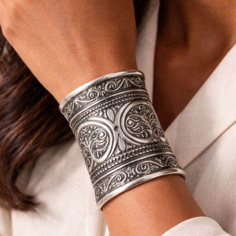 Silver Wide Cuff Bracelet
