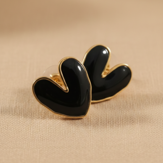 Black Heart Shape Enamel