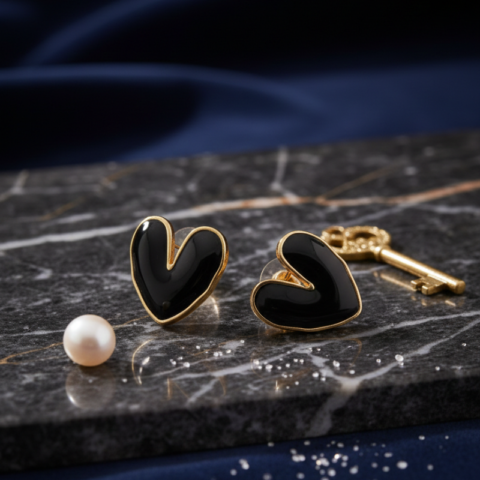 Black Heart Shape Enamel