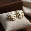 Enamel Leaf Stud