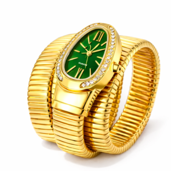 Gold Bracelet Green Dial Watch