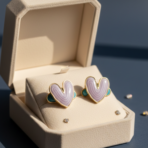 Purple Heart Shape Enamel