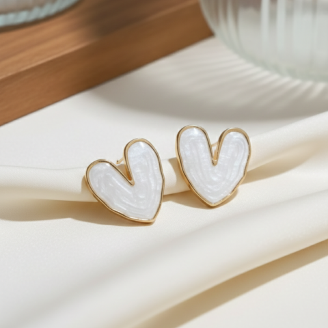 White Heart Shape Enamel