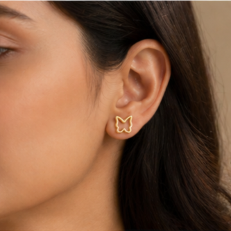 Minimal Butterfly Gold Stud