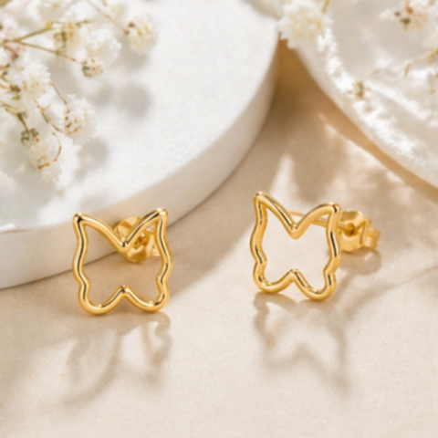 Minimal Butterfly Gold Stud