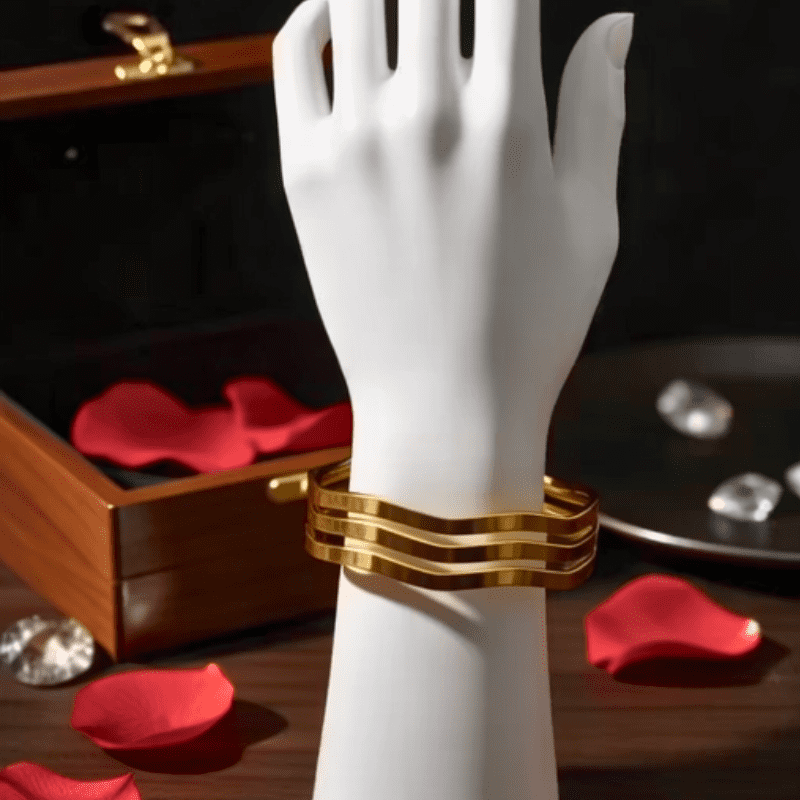 Gold Wave 3-Piece Bangle Set