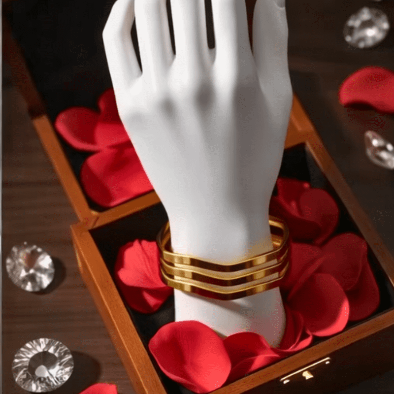 Gold Wave 3-Piece Bangle Set