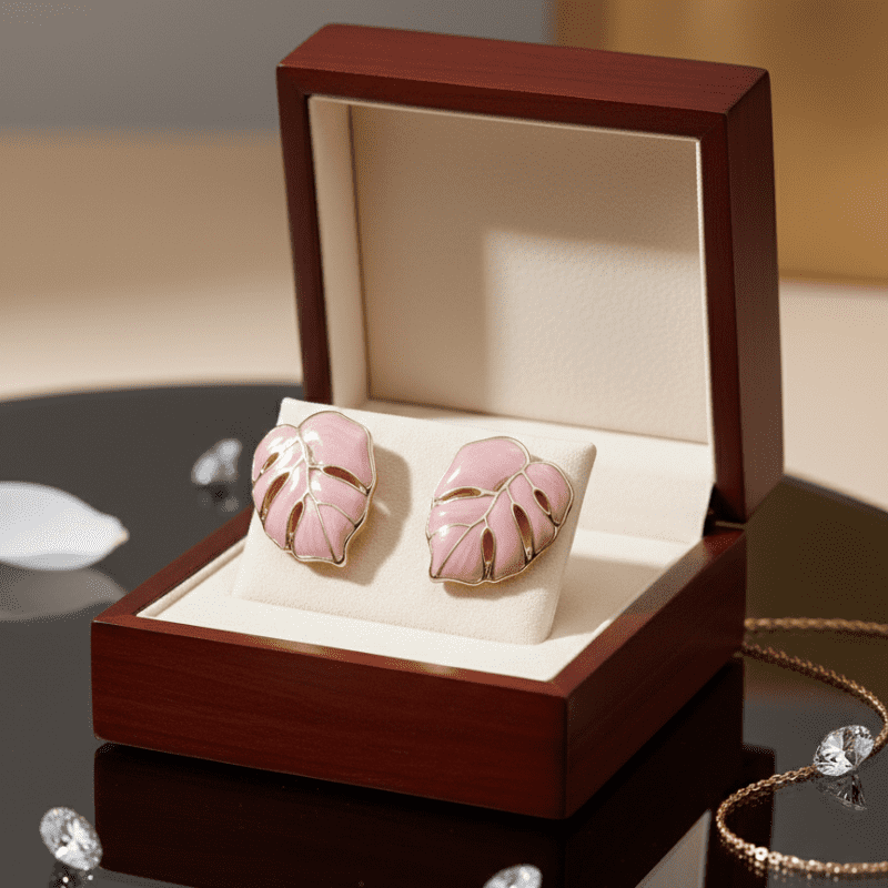 Rush The Label Green Enamel Leaf Stud Earrings for Women & Girls | Gold Plated Fashion Jewellery