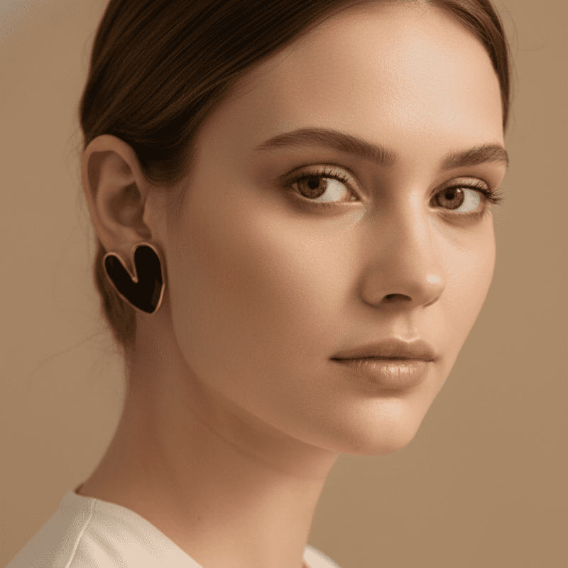 Rush the Label Black Heart Shape Enamel Stud Earrings for Women & Girls