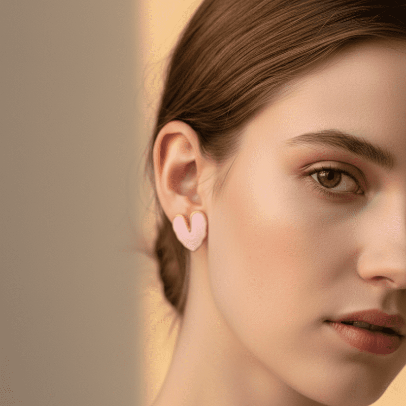 Rush the Label Black Heart Shape Enamel Stud Earrings for Women & Girls