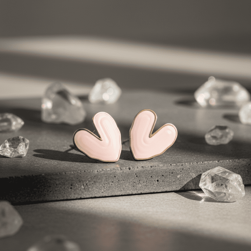 Rush the Label Black Heart Shape Enamel Stud Earrings for Women & Girls