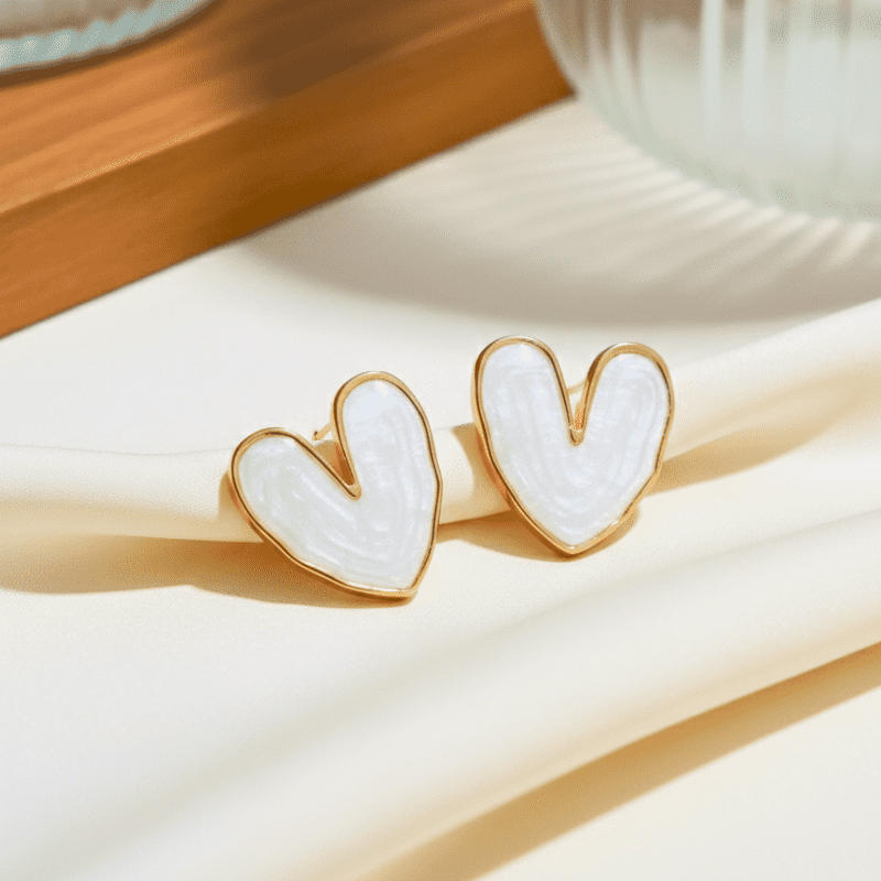 Rush the Label Black Heart Shape Enamel Stud Earrings for Women & Girls