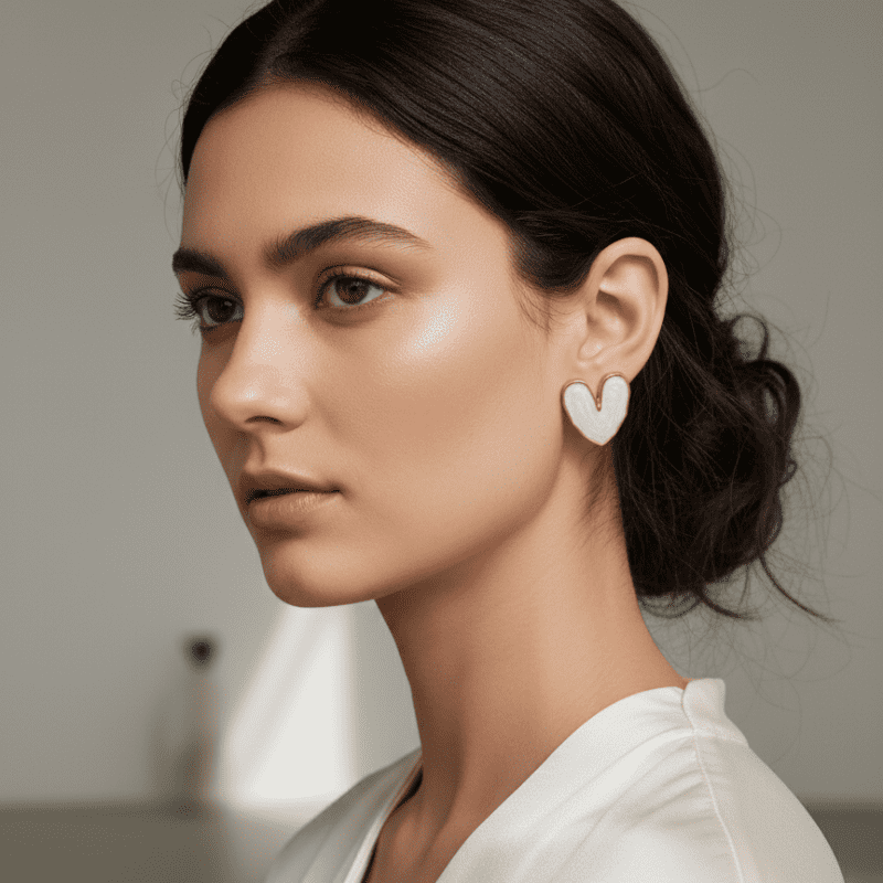 Rush the Label Heart Shape Enamel Stud Earrings for Women & Girls